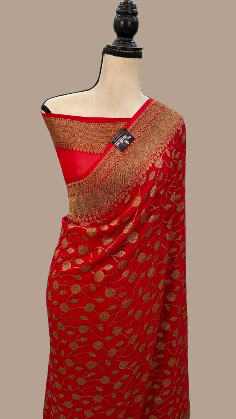 Khaddi Georgette Banarasi Saree -  Antique zari - The Handlooms