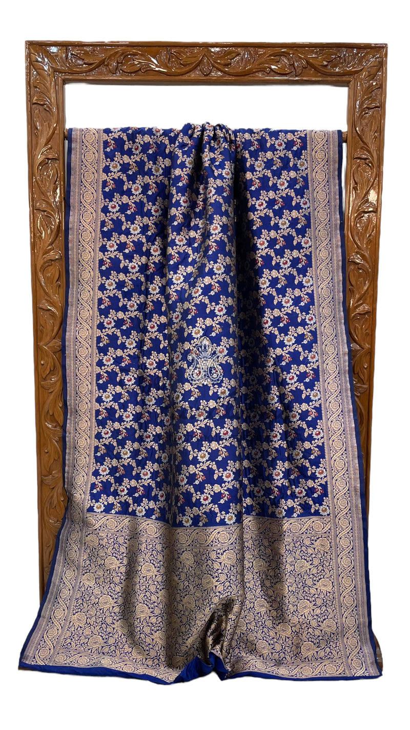Pure Katan Silk Banarasi Handloom Saree - All over Jaal work with Meenakari - The Handlooms