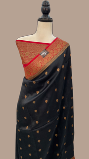 Black Pure Kora Handloom Banarasi Saree - The Handlooms