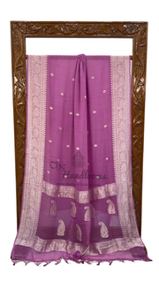 Pure Georgette Banarasi Saree - Lavander - The Handlooms