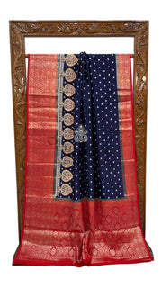 Pure Chiniya Silk Handloom Banarasi Saree with Chikankari - The Handlooms