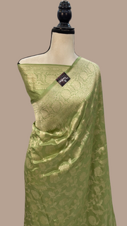 Pure Katan Silk Banarasi Handloom Saree - All Over Jaal Work - The Handlooms
