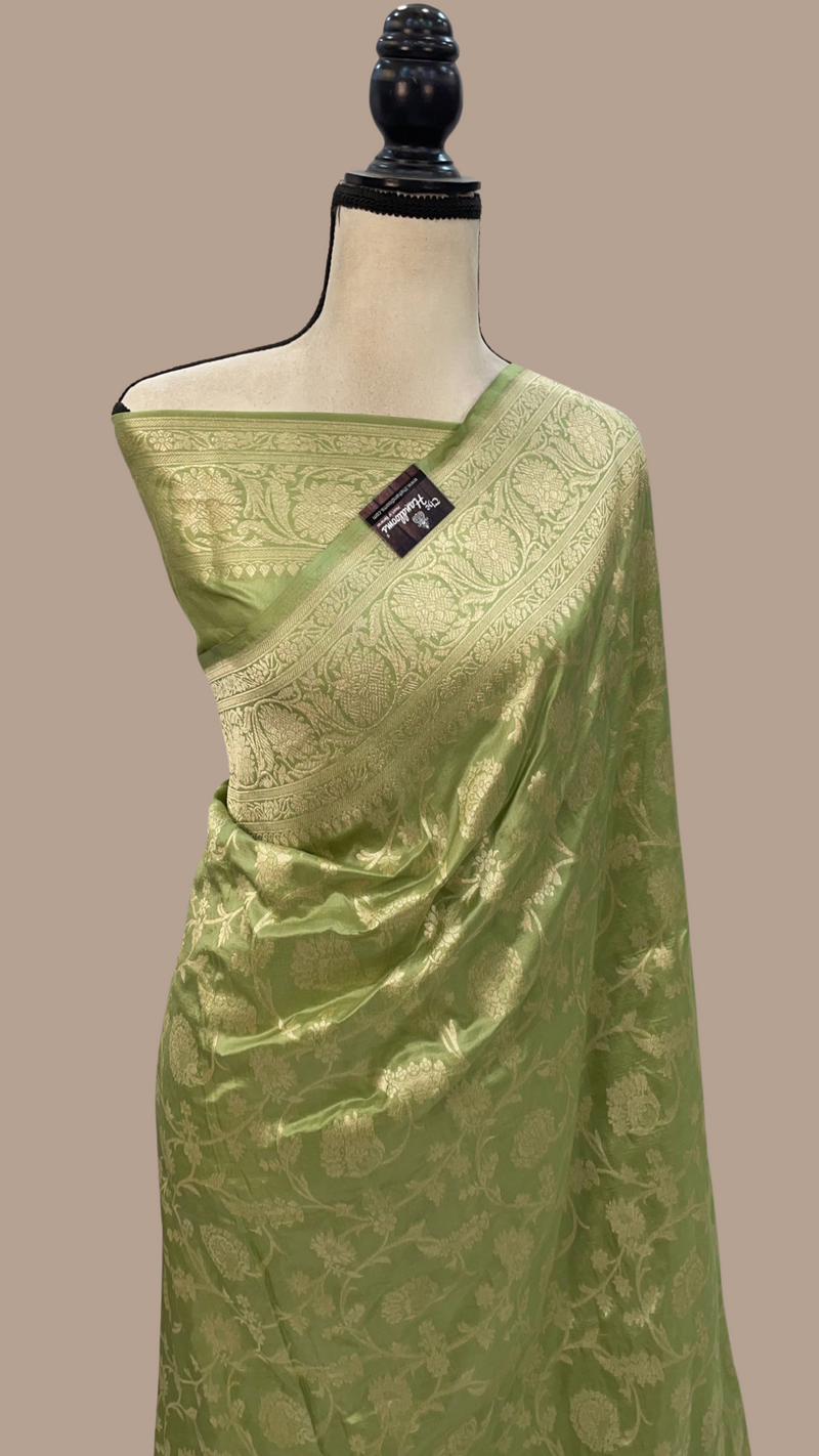 Pure Katan Silk Banarasi Handloom Saree - All Over Jaal Work - The Handlooms