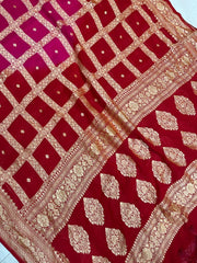 Pure Khaddi Georgette Dupatta - gold zari - The Handlooms