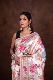 Pure Tussar Georgette Brocade Handloom Banarasi Saree - The Handlooms