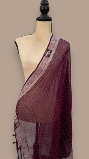 Pure Georgette Dupatta - silver zari - The Handlooms