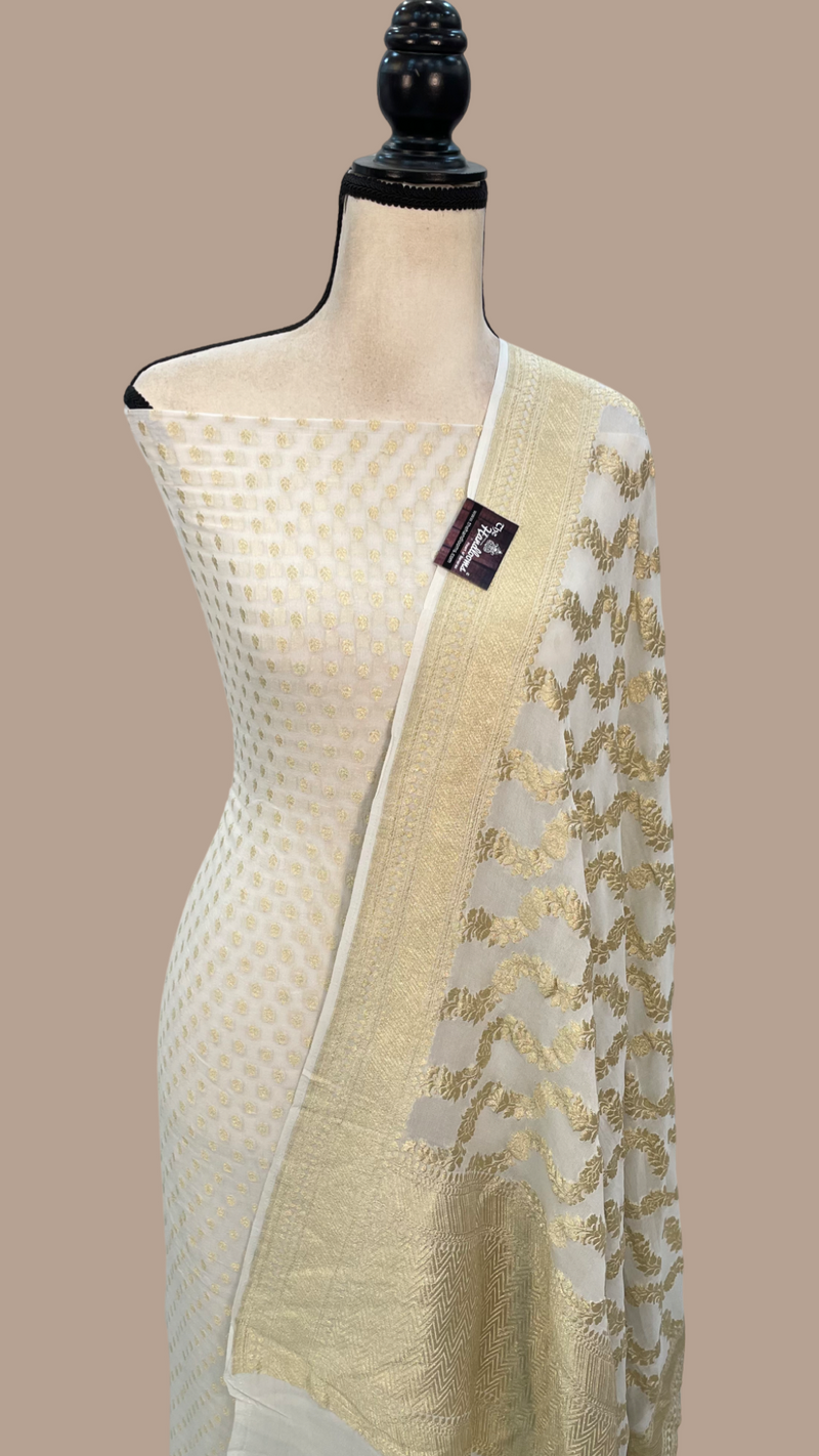 Pure Khaddi Georgette Banarasi Dress material - The Handlooms