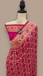 Pure Georgette Banarasi Bandhej Handloom Saree - The Handlooms