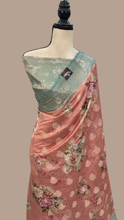 Pure Chiniya Silk Digital Print Handloom Banarasi Saree - The Handlooms