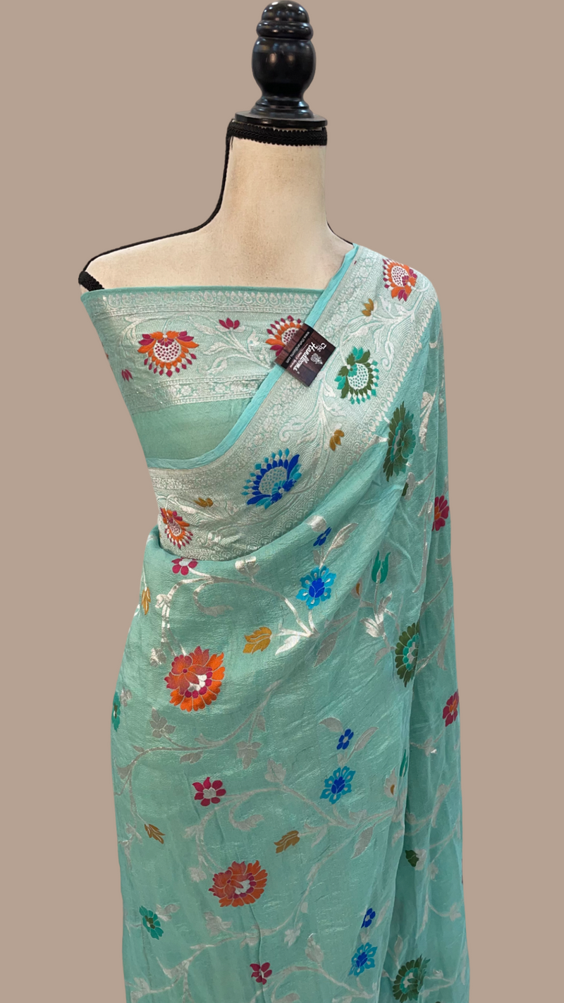 Tussar Georgette Handloom Banarasi Saree - The Handlooms