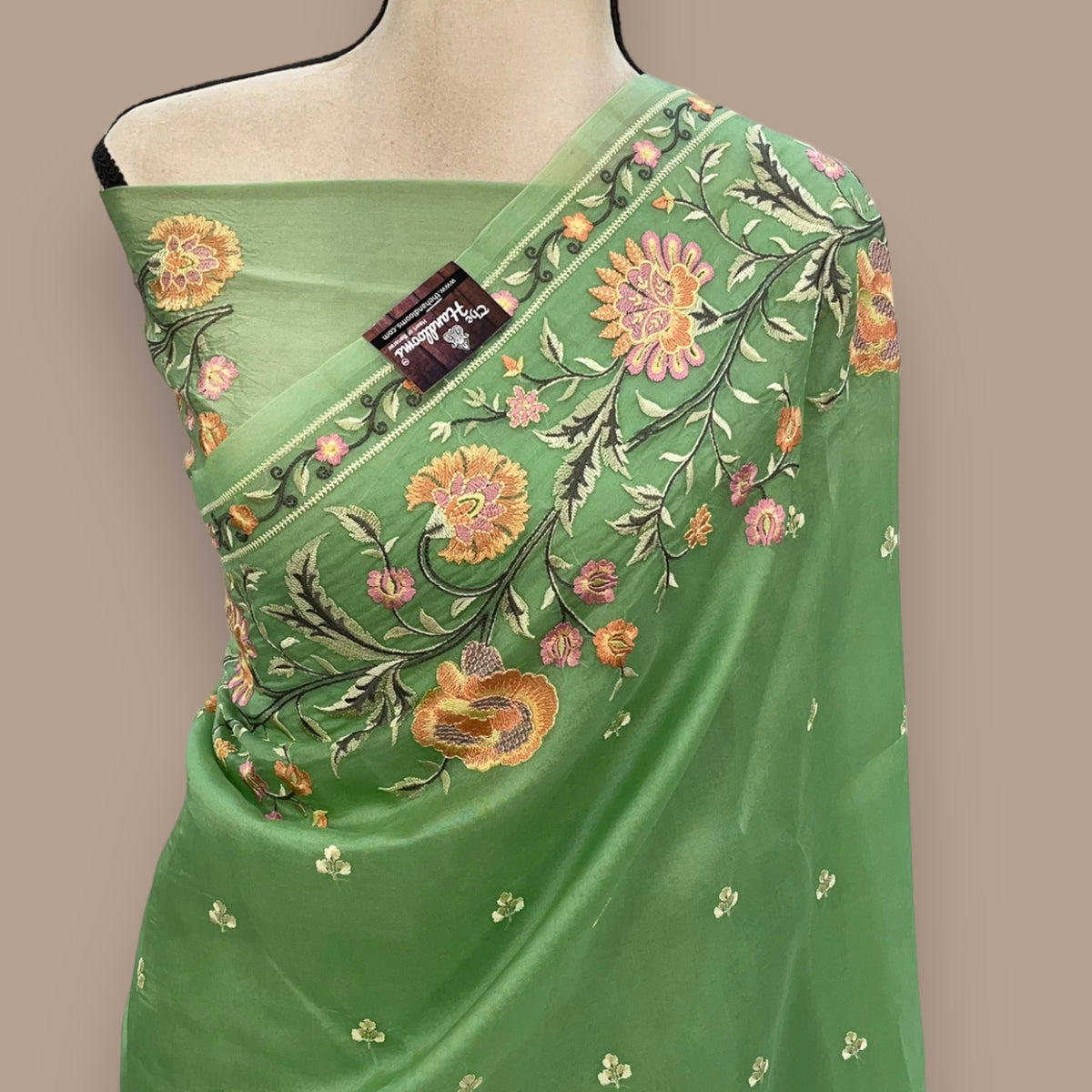 Organza Chikankari Handloom Banarasi Saree