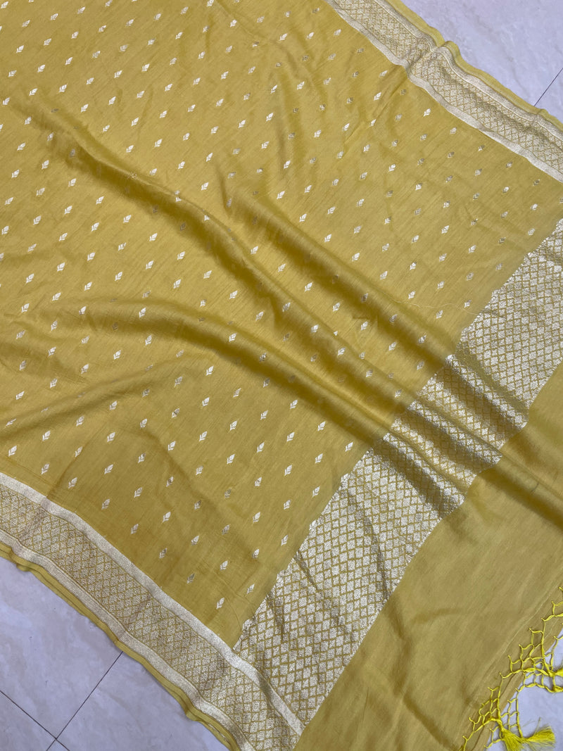 Pure Moonga  handloom Dupatta - water zari - The Handlooms
