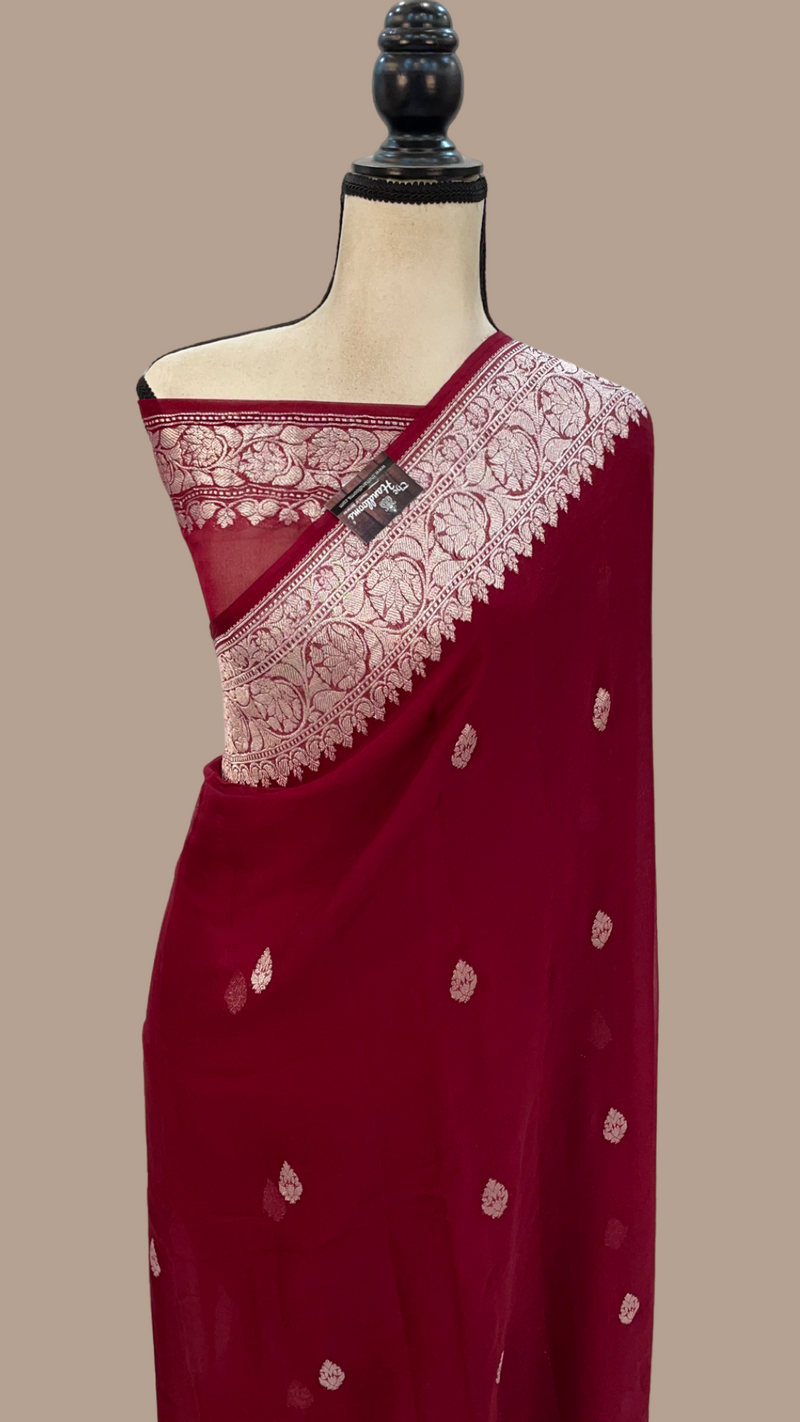 Pure Georgette Banarasi Handloom Saree - The Handlooms