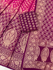 Pure Khaddi Georgette Bandhani Handloom Banarasi Lehenga - The Handlooms