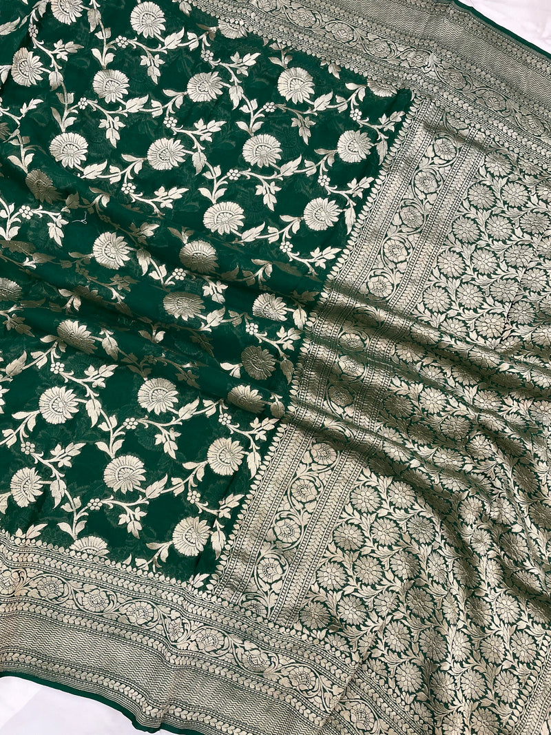 Khaddi Georgette Handloom Banarasi Saree - The Handlooms