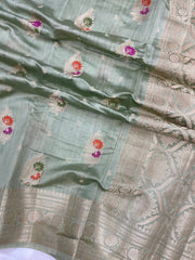 Pure Dupion Silk Banarasi Saree - Gold Zari - The Handlooms