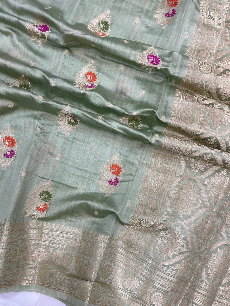 Pure Dupion Silk Banarasi Saree - Gold Zari - The Handlooms