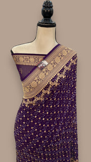 Pure Georgette Banarasi Bandhej Handloom Saree - The Handlooms