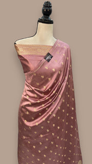 Onion Pink Pure Mango Silk Banarasi Handloom Saree - The Handlooms