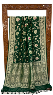 Pure Khaddi Georgette Banarasi Handloom Saree - with meenakari work - The Handlooms