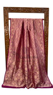 Magenta Pure Katan Silk Banarasi Handloom Saree - Tanchui Brocade - The Handlooms