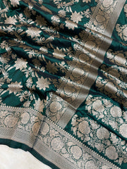 Pure Katan Silk Banarasi Handloom Saree - All Over Jaal Work - The Handlooms
