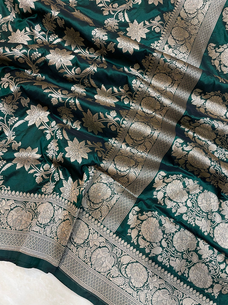 Pure Katan Silk Banarasi Handloom Saree - All Over Jaal Work - The Handlooms