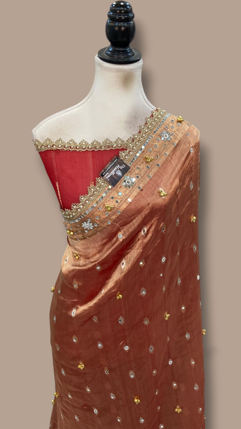 Pure Kora Tissue Silk Handloom Banarasi Saree - Handwork