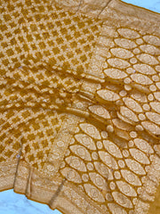 Pure Georgette Banarasi Bandhej Handloom Saree - The Handlooms