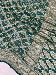 Pure Georgette Banarasi Bandhej Handloom Saree - The Handlooms