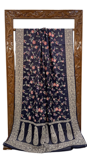 Tussar Silk Handloom Banarasi Saree With Chikankari - The Handlooms