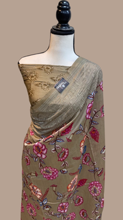 Pure Chanderi  Digital Print with Chikankari Handloom Banarasi Saree - The Handlooms