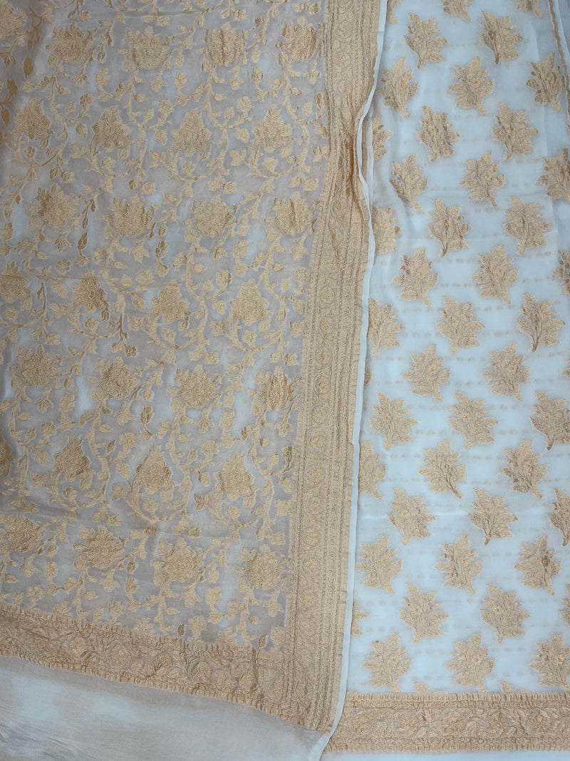 Pure Khaddi Georgette Banarasi Dress material - The Handlooms