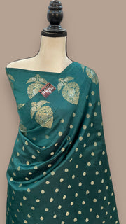 Green Pure Mango Silk Banarasi Handloom Saree - The Handlooms