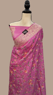 Tussar Silk Handloom Banarasi Saree With Chikankari - The Handlooms