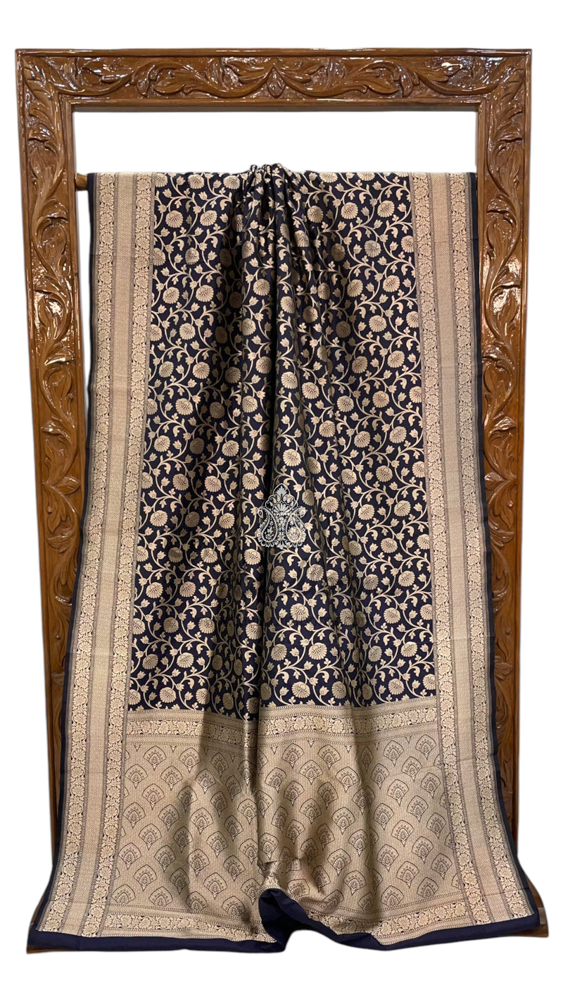 Pure Katan Silk Banarasi Handloom Saree - All over Jaal work - The Handlooms