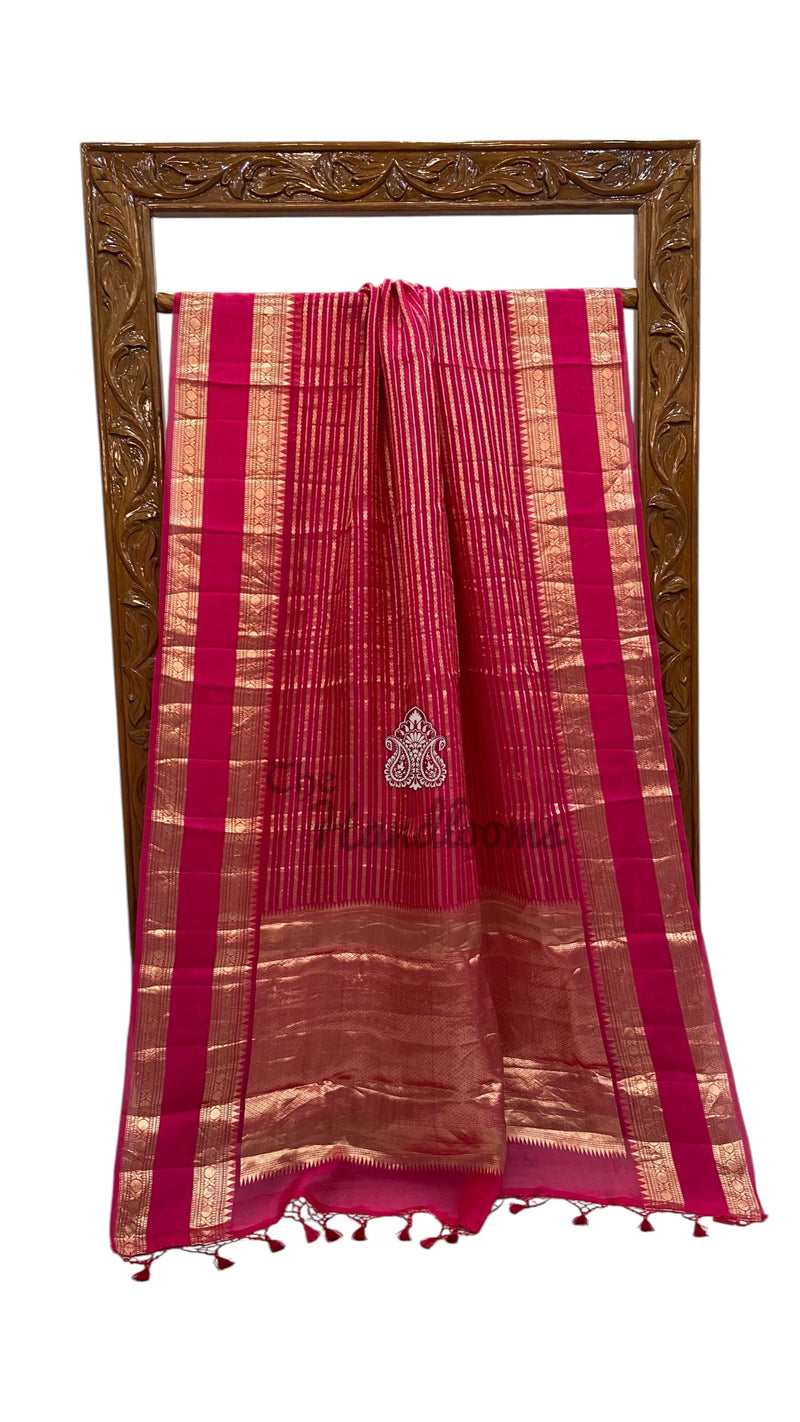 Pink Pure Kora Handloom Banarasi Saree