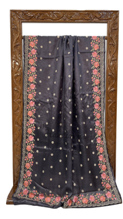 Tussar Silk Handloom Banarasi Saree With Chikankari - The Handlooms