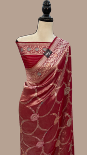 Pure Tussar Georgette Brocade Handloom Banarasi Saree - The Handlooms