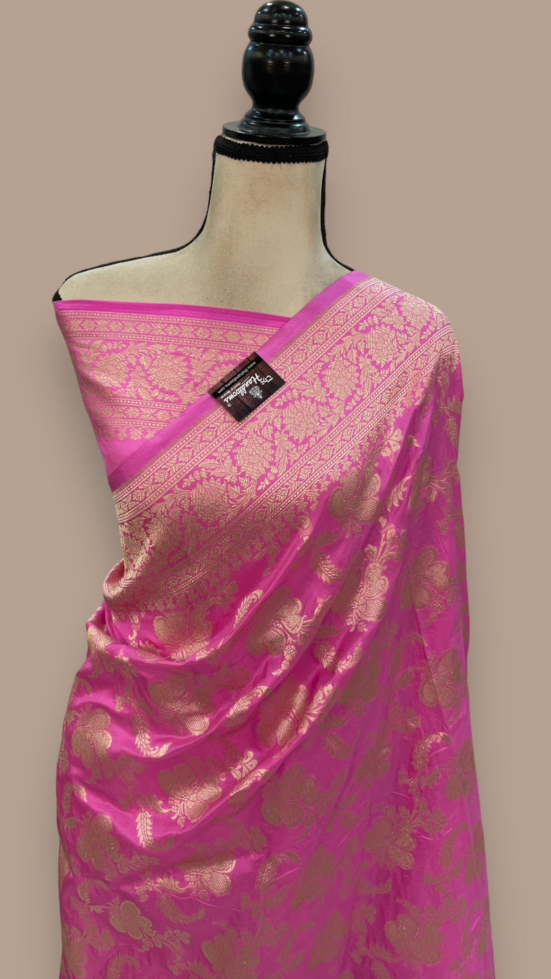 Pure Katan Silk Banarasi Handloom Saree - All Over Jaal Work - The Handlooms