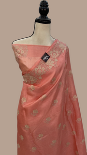 Tussar Silk Handloom Banarasi Saree With Chikankari - The Handlooms