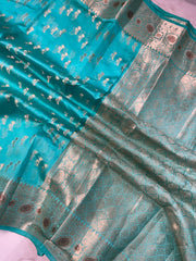 Pure Dupion Silk Banarasi Saree - Gold Zari - The Handlooms