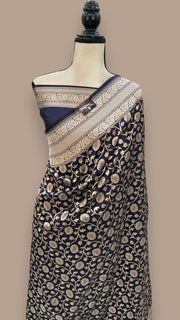 Pure Katan Silk Banarasi Handloom Saree - All over Jaal work - The Handlooms