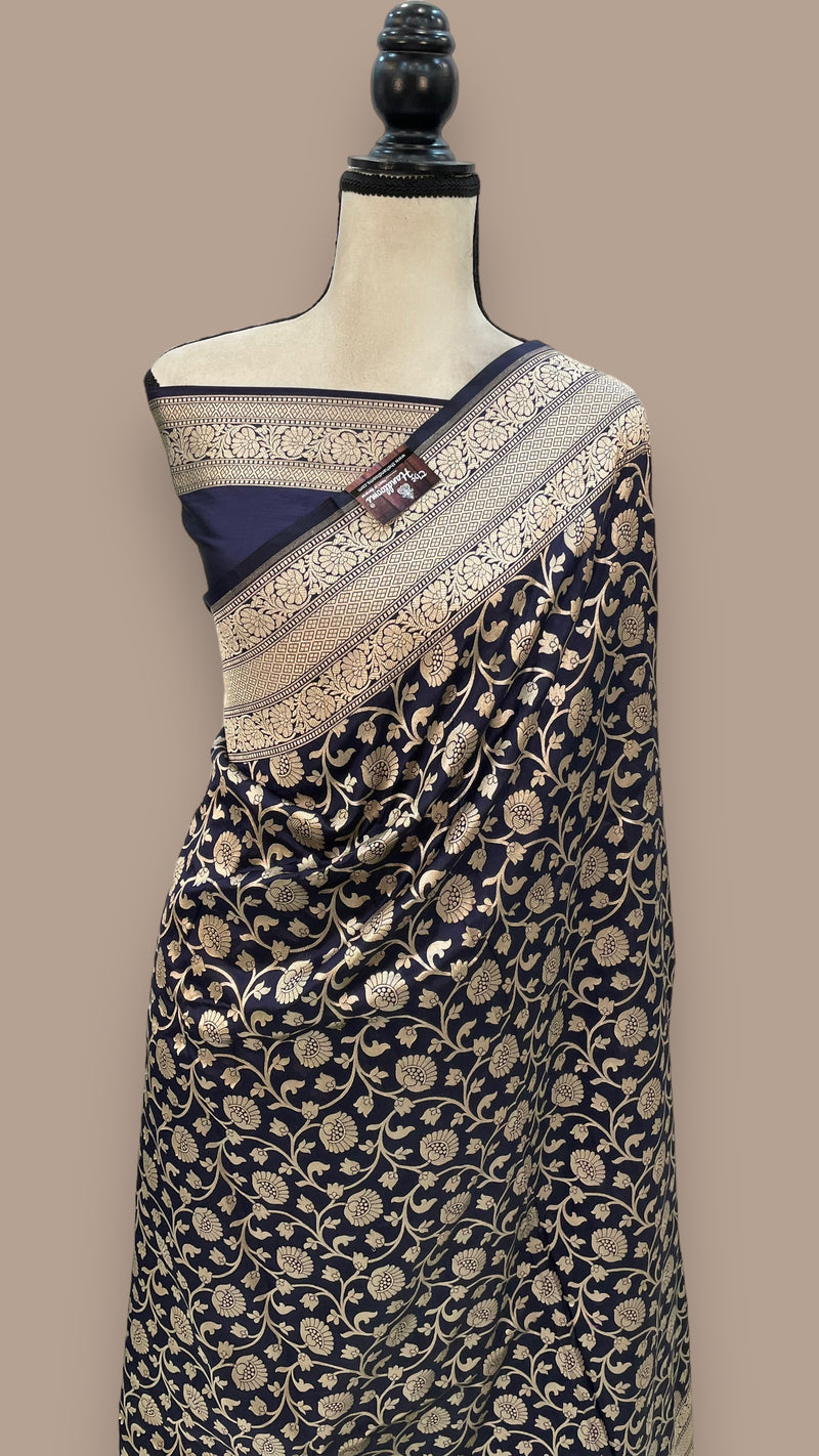 Pure Katan Silk Banarasi Handloom Saree - All over Jaal work - The Handlooms