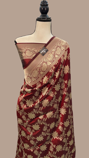 Pure Katan Silk Banarasi Handloom Saree - All Over Jaal Work - The Handlooms