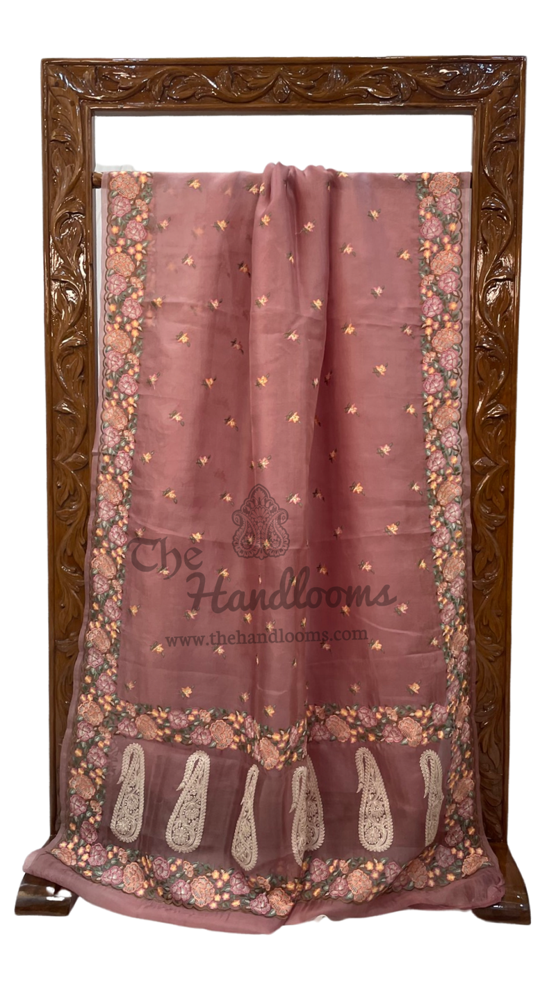 Pure Organza Chikankari Handloom Banarasi Saree - The Handlooms