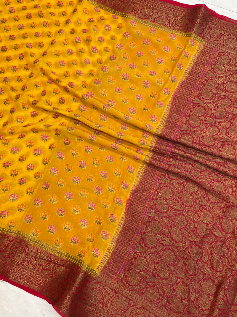 Pure Chiffon Khaddi Banarasi Saree - The Handlooms