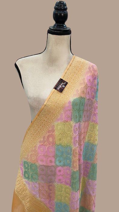 Pure Khaddi Georgette Dupatta - water zari