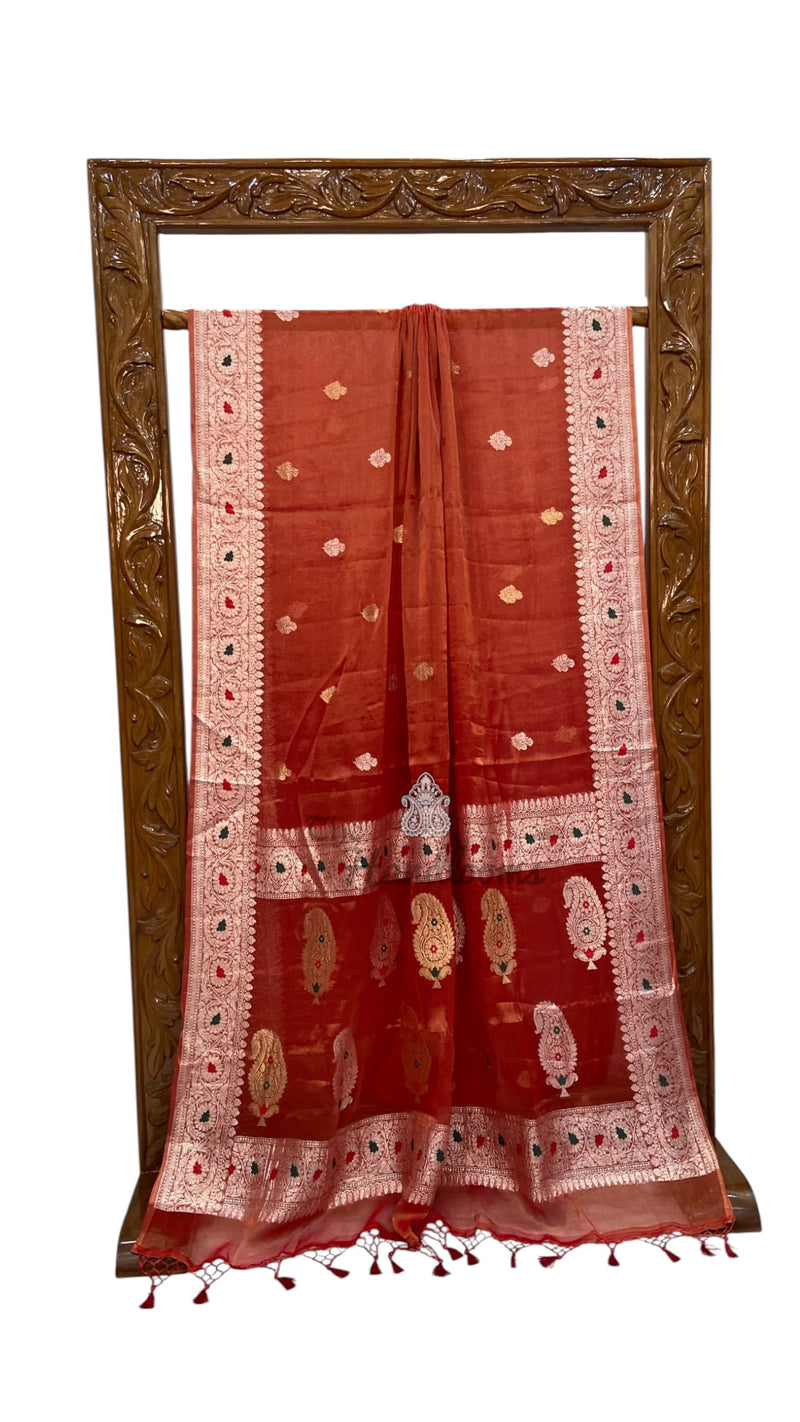 Handloom Banarasi Khaddi Georgette Saree | All-Over Sona Roopa Kadua Motifs & Meenakari