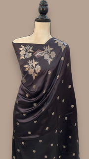 Black Pure Mango Silk Banarasi Handloom Saree - The Handlooms